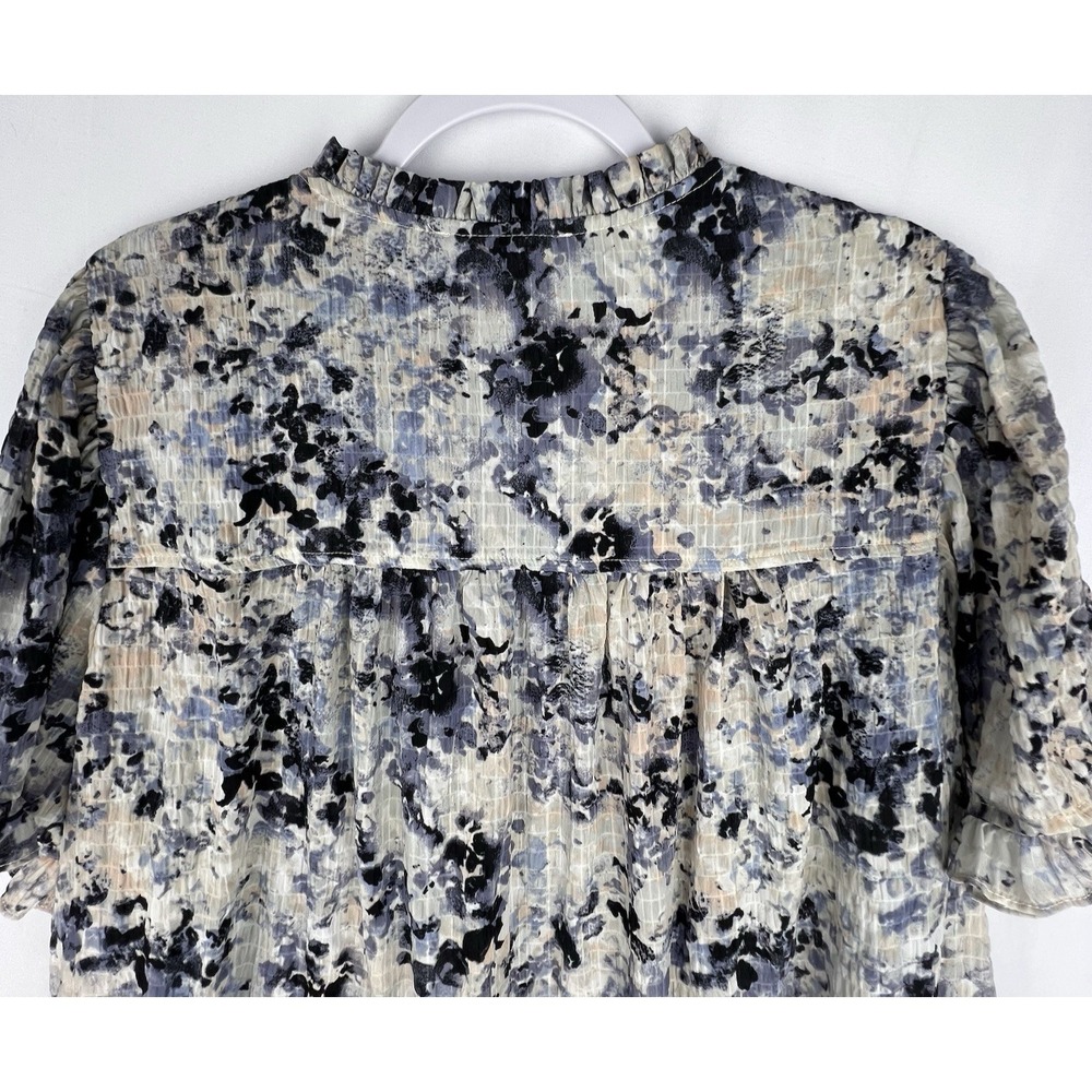 Rose + Olive 2X Floral Smocked Boho Blouse Ruffle Sleeve Cottagecore Peasant Top - Picture 9 of 11